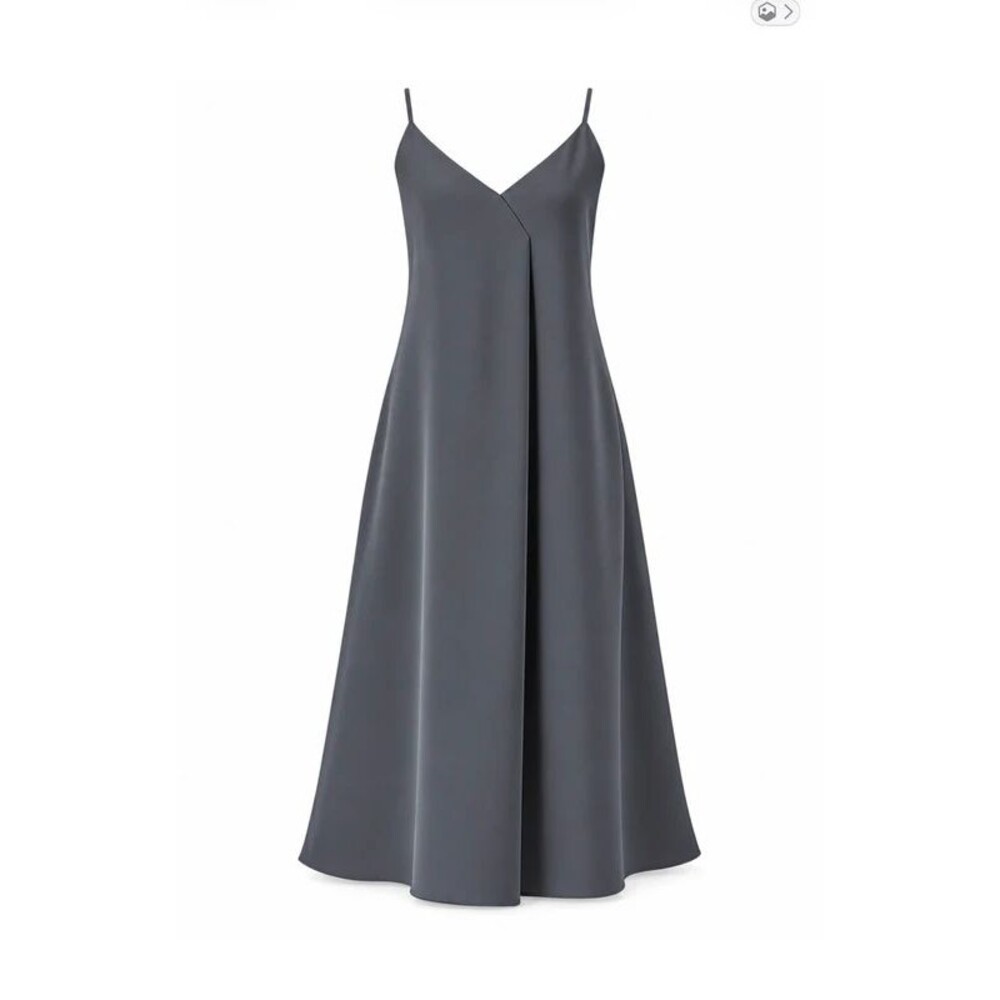 UNIQLO Drape Cami Midi Dress Dark Gray Slip Style Wrinkle Resistant Minimalist